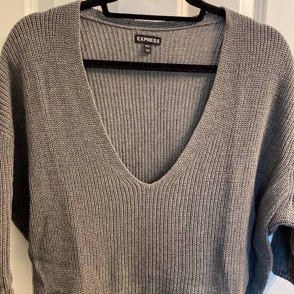 Express Grey Shaker Knit Tunic Sweater - Picture 3 of 5